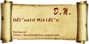 Dévald Miklós névjegykártya
